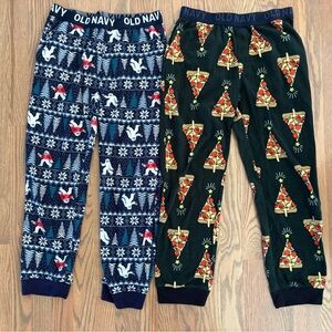 Old Navy Blue and Green Pajama Bottoms Festive Comfort